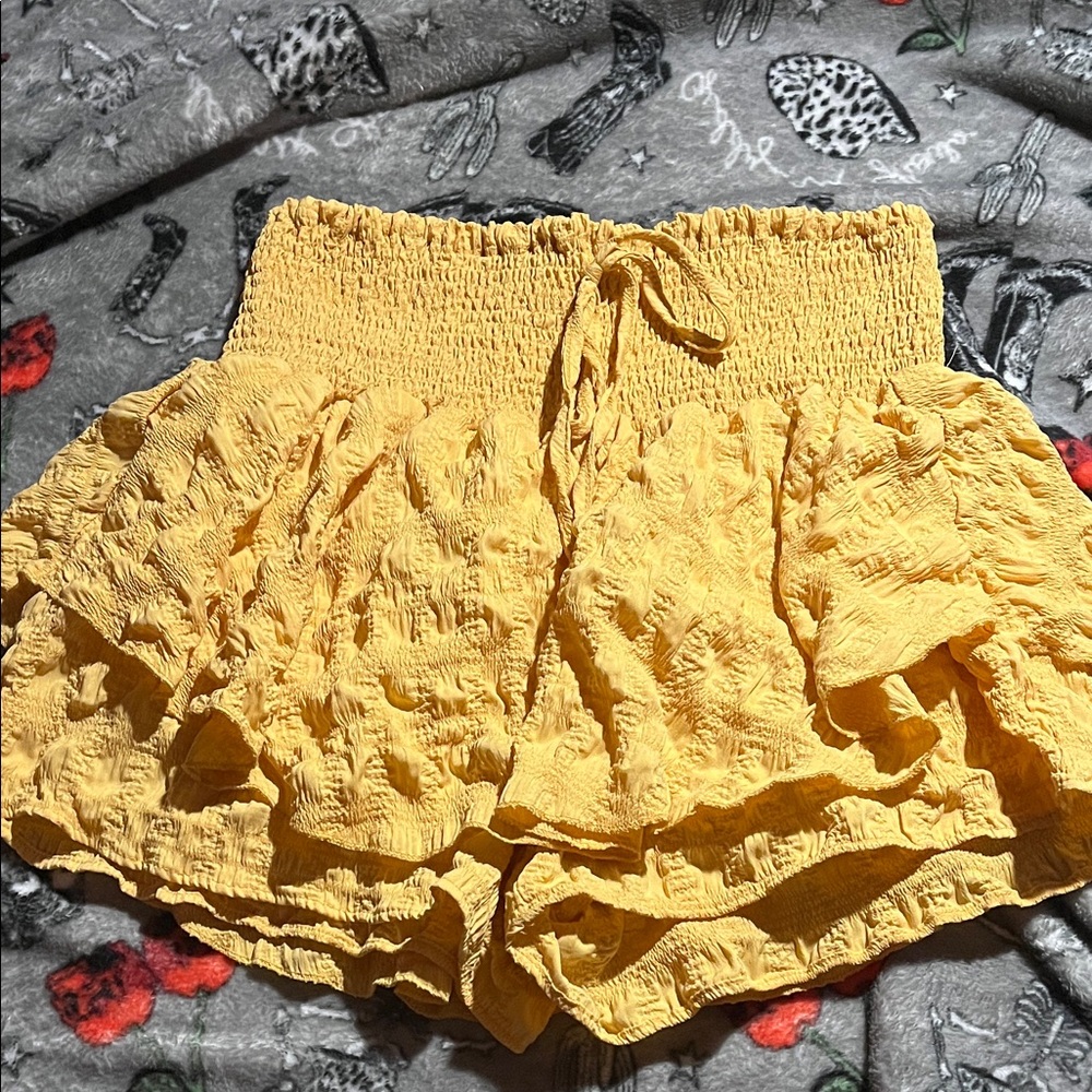 Yellow Women's Ruffled Skort